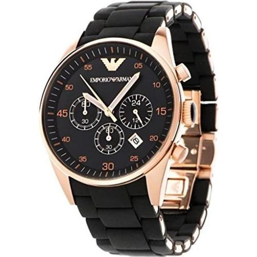 Montre Bracelet Fijz7 Emporio Armani Ar5905 Silicium Noir En Acier Inoxydable Montre Homme Quartz