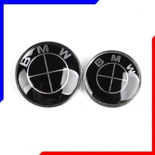 Logo Emblème Bmw Full Black 82mm + 74mm Ms47 Fr