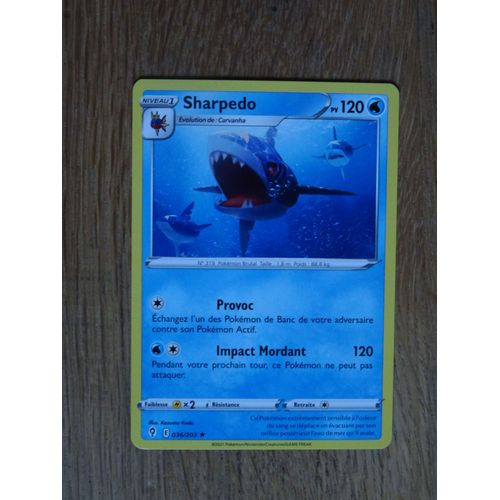 Carte Pokemon Sharpedo 120 Pv 036/203 - Épée Et Bouclier 7 - Evolution Céleste