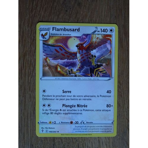 Carte Pokemon Flambusard 140pv 140/203 Épée Et Bouclier 7 - Evolution Céleste