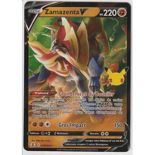 Carte Pokemon - Zamazenta V - 018/025 - Ultra-Rare - Édition Célébrations - 25 Ans