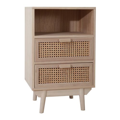 Table De Chevet En Bois À Tiroirs Ralik Marron Bois Naturel