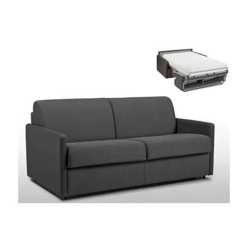 Canapé 3 Places Convertible Express En Tissu Calife - Gris - Couchage 140 Cm - Matelas 22 Cm