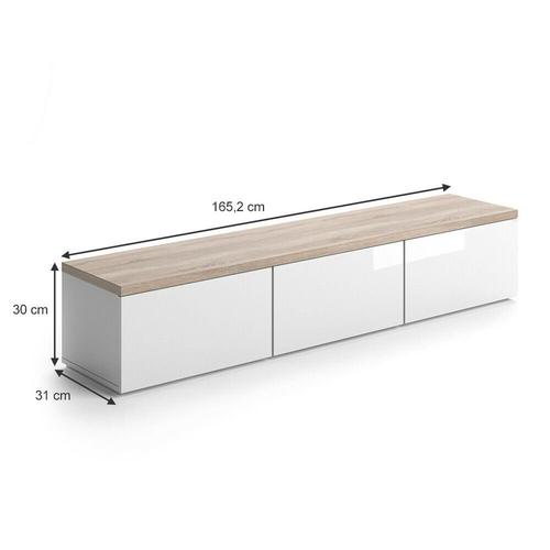 Meuble TV design scandinave avec tiroirs Meli L. 165 x H. 30 cm