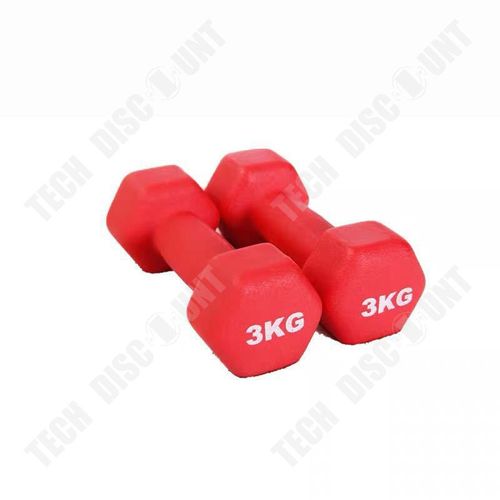 2 * 3kg Rouge -Haltères Aptitude Haltères De Ménage Les Femmes Perdent Du Poids Unisexe Haltère Dames Bras Mince