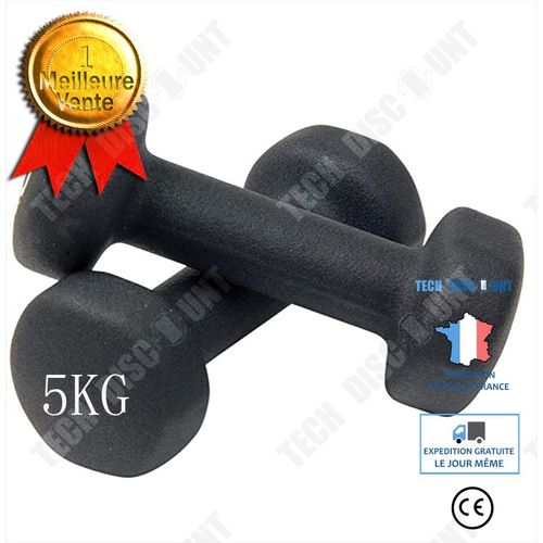 2pcsune Paire De Petits Haltères Avec Surface Piquée Noire Pour Femme, Une Paire De Matériel De Fitness Pour Enfants À Domicile 5kg