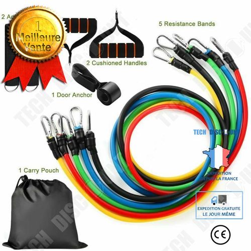 17pcs Bandes De Résistance Élastiques Tube Élastique Exercice De Fitness Yoga Pilates Gym Sport Garder La Forme À La Maison