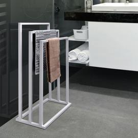 Porte-serviettes sur pied kuno portant pour vêtements et linge de salle de  bain avec 3 niveaux d'étendage, structure en métal blanc - Conforama