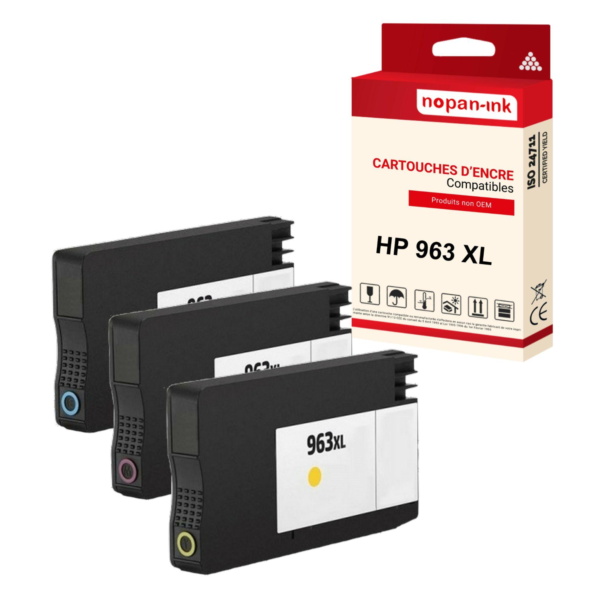 NOPAN-INK - x3 Cartouche compatible pour HP 963 XL 963XL Cyan + Magenta +  Jaune pour HP OfficeJet PRO 9010 9012 9013 9014 9015 9016 9018 9019 9020  9022 9023 9025 9026 9028