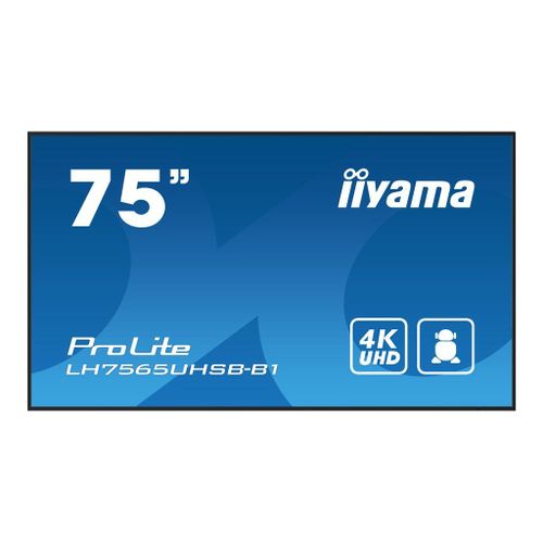 iiyama ProLite LH7565UHSB-B1 - Classe de diagonale 75" (74.5" visualisable) écran LCD rétro-éclairé par LED - signalisation numérique - Android - 4K UHD (2160p) 3840 x 2160 - noir