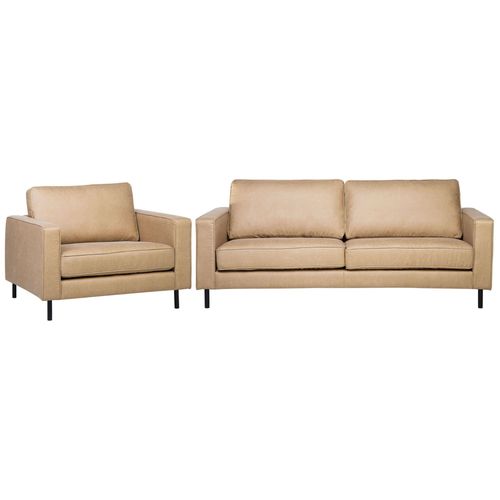 Ensemble Canapé Et Fauteuil En Cuir Pu Beige 4 Places Savalen