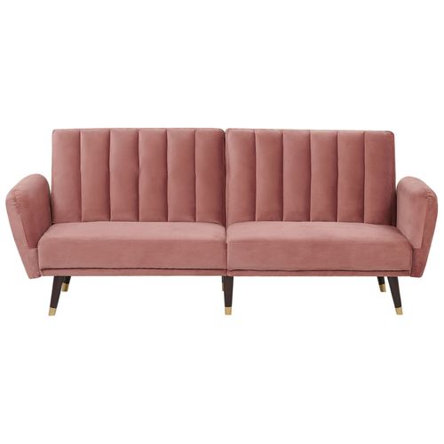 Canapé Convertible 3 Places En Velours Rose Vimmerby