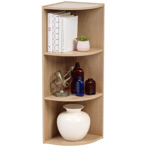 Iris Ohyama - Etagère D'angle 3 Casiers / Etagère De Rangement Autoportante En Bois Mdf - Corner Bookcase Cx-3c - Chêne Clair, 29 X 29 X 87.2 Cm