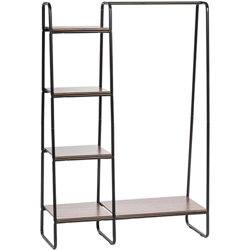 Iris Ohyama - Portant Penderie À Vêtements / Porte-Manteaux Avec Étagères Latérales En Bois Mdf Et Métal - Garment Rack Pi-B3 - Brun Et Noir, 101.1 X 40 X 150 Cm