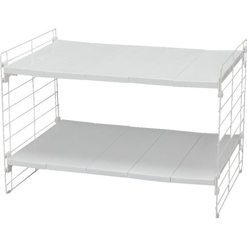 Iris Ohyama, Etagère Modulable Et Extensible 42-70 Cm Pour Placard Sous Évier, 2 Niveaux - Telescopic Rack Usd-2v - Acier & Polypropylène, L 42/70 X L 39,5 X H 39,5 Cm