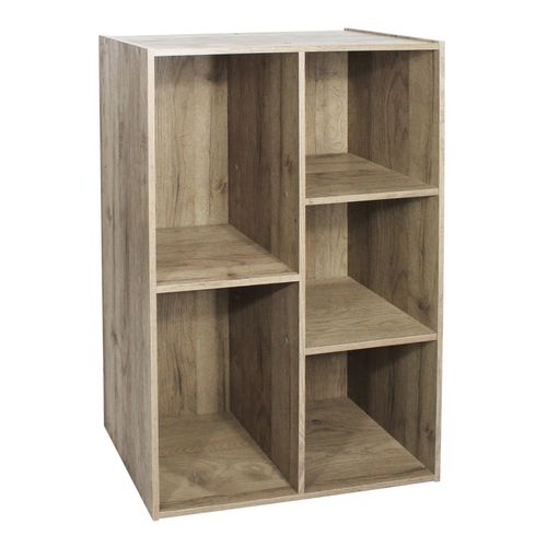 Iris Ohyama Étagère De Rangement 5 Casiers En Bois Mdf - Basic Wood Shelf Cx-23c - Chêne Brun Cendré, L60 X P29 X H87.9 Cm 531566