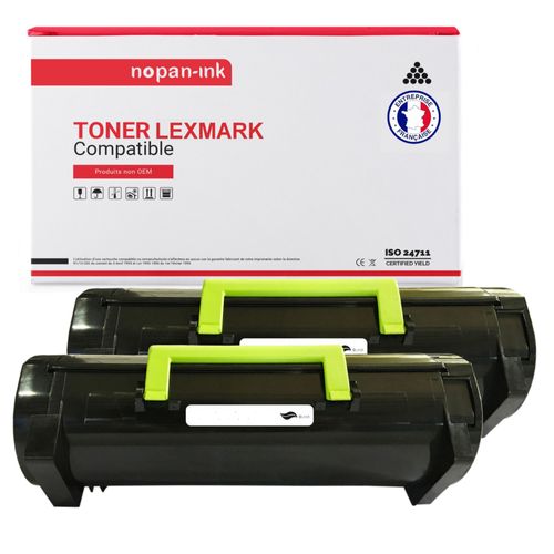 NOPAN-INK - x2 Toners - 502XE 602HE (Noir) - Compatible pour Lexmark MS610 MX610de MX611dfe MX611dte MS410d MS410dn MS415dn MS510dn MS610de MS610dn MS610dte MX310dN MX410de MX510de MX511de MX511dhe M