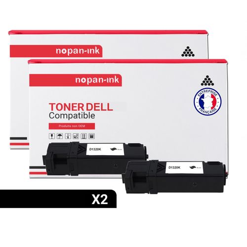NOPAN-INK - x2 Toners - 593-10258 (Noir) - Compatible pour Dell 1320c 1320cn