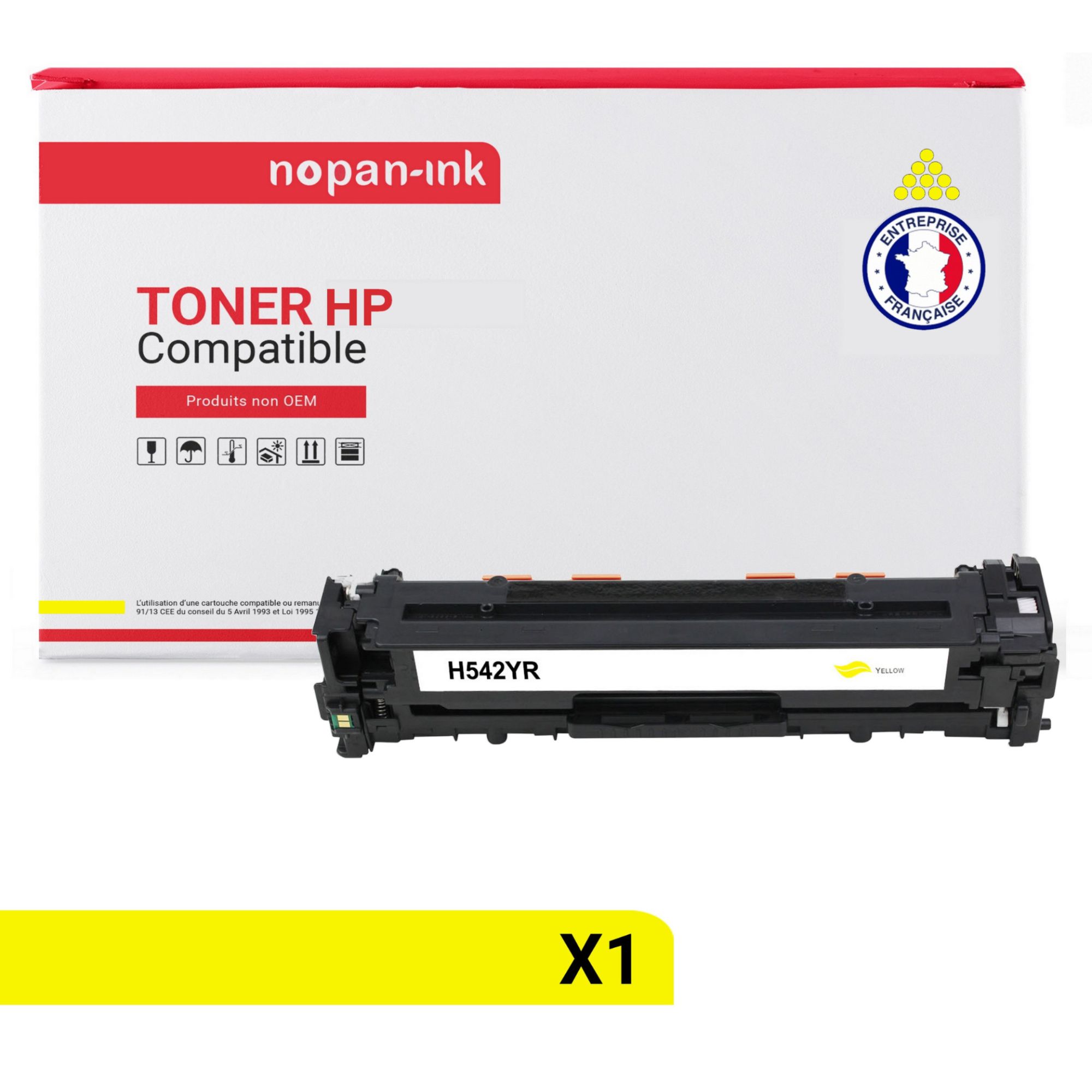 NOPAN-INK - x1 Toner - CB542A (Yellow) - Compatible pour HP LaserJet Pro 200 color M251n HP LaserJet Pro 200 color M251nw HP LaserJet Pro 200 color MFP M276n HP LaserJet Pro 200 color MFP M276nw HP