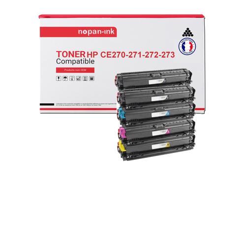 NOPAN-INK - x5 Toners - CE270A 650A (x2) + CE271A 650A + CE (Noir x2 + Cyan + Magenta + Jaune) - Compatible pour HP Color LaserJet Enterprise CP5525 series