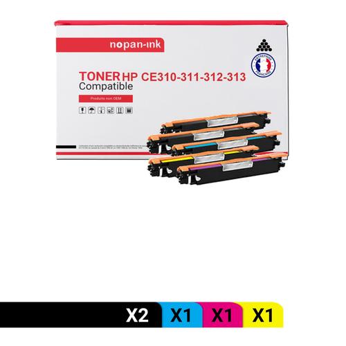 NOPAN-INK - x5 Toners - CE310A 126A (x2) + CE311A 126A + CE (Noir x2 + Cyan + Magenta + Jaune) - Compatible pour HP LaserJet Pro 100 Color MFP M175A HP LaserJet Pro 100 Color MFP M175NW HP LaserJet