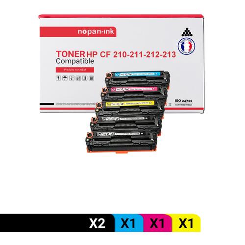 NOPAN-INK - x5 Toners - CF210X (x2) + CF211A + CF213A + CF2 (Noir x2 + Cyan + Magenta + Jaune) - Compatible pour HP LaserJet Pro 200 color MFP M276n HP LaserJet Pro 200 color MFP M276nw HP LaserJet