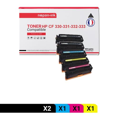 NOPAN-INK - x5 Toners - CF330X 654X (x2) + CF331A 654A + CF (Noir x2 + Cyan + Magenta + Jaune) - Compatible pour HP Color LaserJet Enterprise M651dn HP Color LaserJet Enterprise M651n HP Color Laser