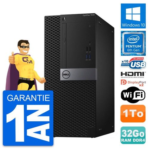 PC Tour Dell OptiPlex 7040 Intel G4400 RAM 32Go Disque 1To HDMI Windows 10 Wifi