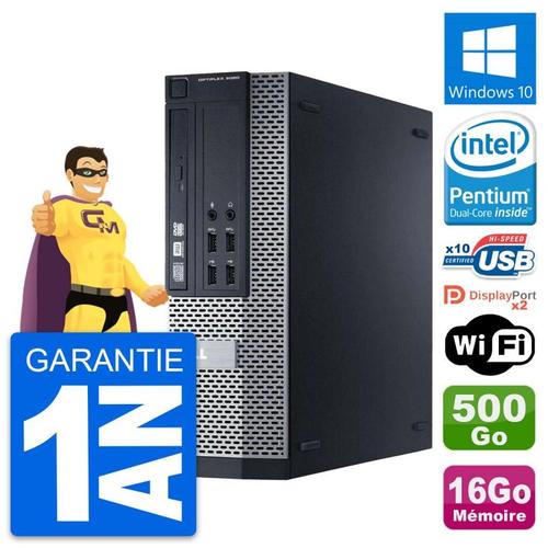 PC Dell 9020 SFF Intel Pentium G3220 RAM 16Go Disque Dur 500Go Windows 10 Wifi