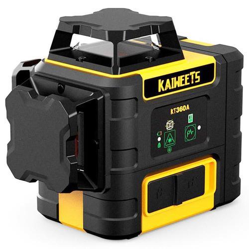 KAIWEETS KT360A Laser auto-nivelant niveau laser vert avec 3 x 360 lignes lasers lignes de grande visibilité Mode d'impulsion plusieurs modes d'utilisation
