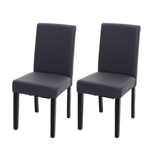 2x Chaise De Salle À Manger Chaise De Cuisine Littau   Imitation Cuir, Gris Mat, Pieds Foncés