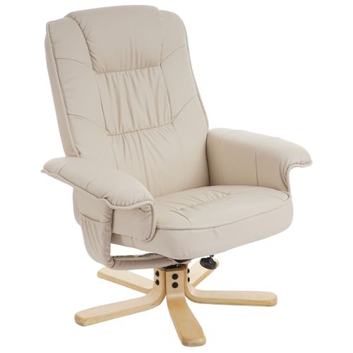 Fauteuil De Télé M56, Fauteuil De Relaxation Sans Tabouret, Similicuir   Crème