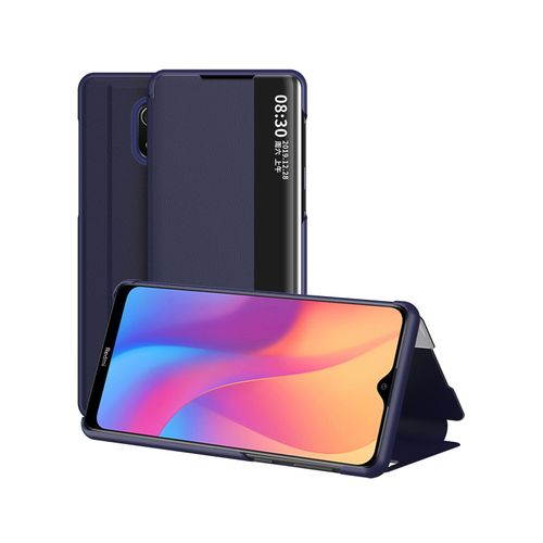 Coque Xiaomi Redmi 8a,Etui Pour Téléphone Xiaomi Redmi 8a Avec Fenêtre Intelligente Et Fonction Veille/Réveil Automatique De L'écran,Housse De Protection Antichoc En Cuir Pu,Bleu
