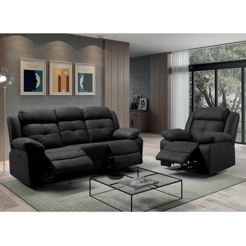 Fabares - Canapé 3 Places + Fauteuil Relax Electrique Gris