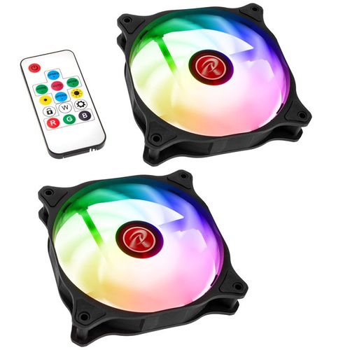 Raijintek Eos 12 Rbw Add Lüfter, 2er-set Inkl. Controller - Schwarz,