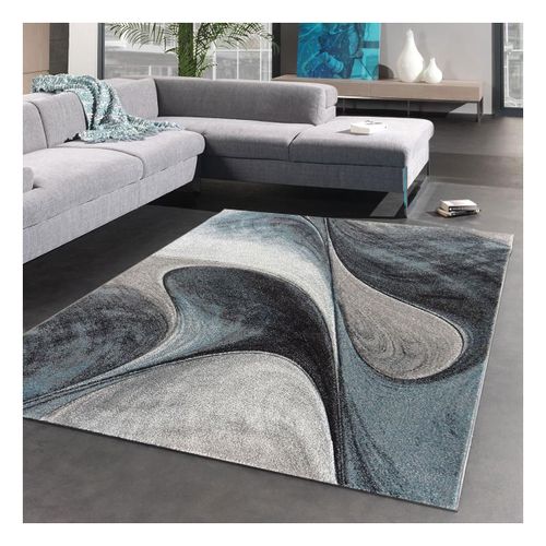 Tapis Entrée 40x60 Tissé Bleu Et Gris Rectangle Motif Géométrique Lyn8 Madila