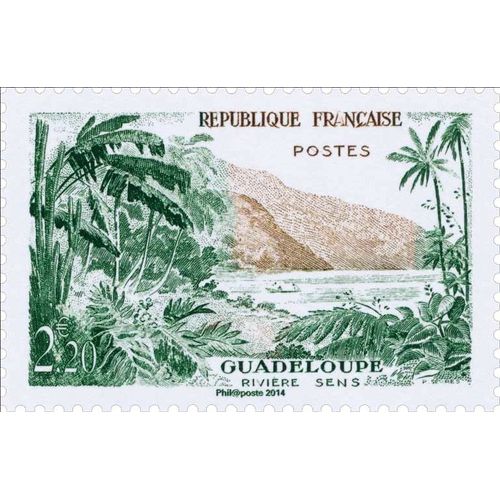 France 2014, Bloc Spécial 10 Bloc Spécial (Trésor Ou Patrimoine De La Philatélie), Très Beau Timbre Neuf** Luxe Rivière Sens À La Guadeloupe, Dans Les Couleurs Du Timbre De 1957.