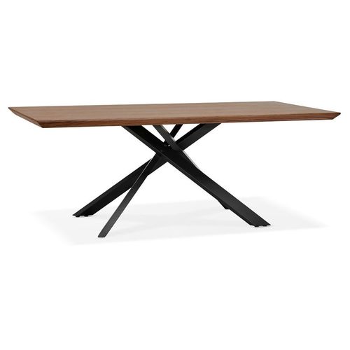 Table À Diner Avec Pied Central En X 'walaby' En Bois Finition Noyer - 200x100 Cm