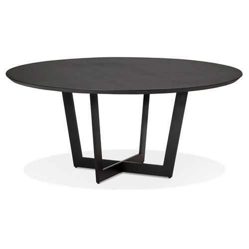 Table De Salle À Manger Ronde 'lulu' En Bois Et Métal Noir - Ø120 Cm