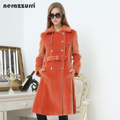 Nerazzurri trench coat Long pour femmes manteau de fourrure