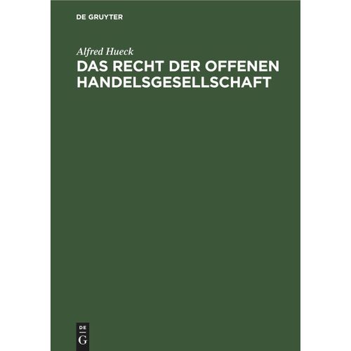 Das Recht Der Offenen Handelsgesellschaft