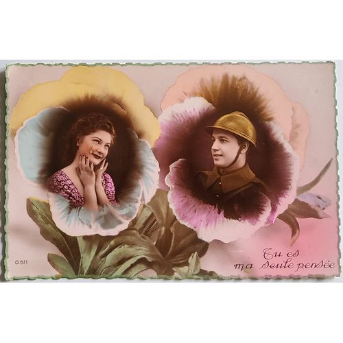 Carte Postale Ancienne, France, Voeux, Militaria, Couple, " Tu Es Ma Seule Pensée"