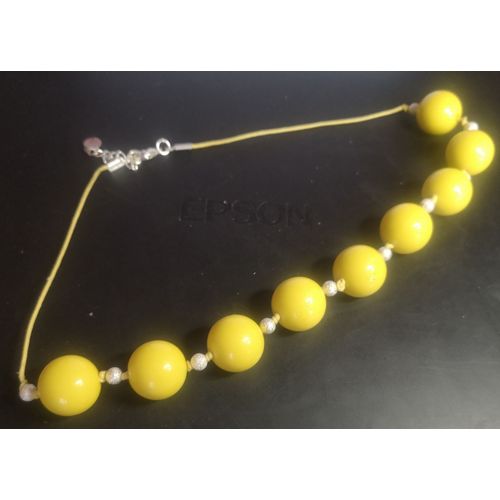 Ancien Collier Fantaisie Couleur Jaune