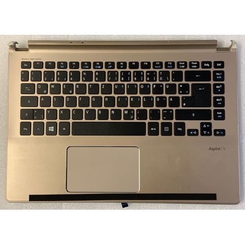 Clavier Qwertz Allemand ACER Aspire V5-473 60.MB3N7.010 MP-13G1 NKI141305P NK.I1413.05P TOPCASE Noir / Champage TrackPad