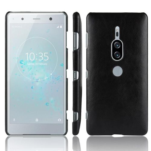 Rétro Étui Pour Sony Xperia Xz2 Premium Modèle De Litchi Compatibilité Anti Éraflure Housse De Protection Rétro - Noir