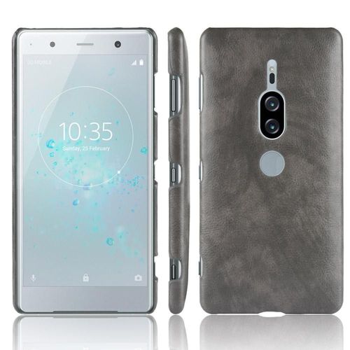 Rétro Étui Pour Sony Xperia Xz2 Premium Modèle De Litchi Compatibilité Anti Éraflure Housse De Protection Rétro - Gris