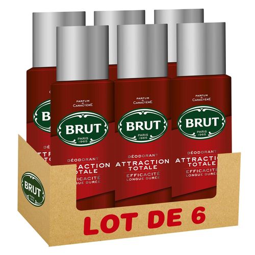 Lot De 6 Deodorant Brut 200 Ml Attraction Totale 