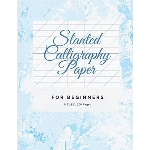 Slanted Calligraphy Paper For Beginners, Hand Lettering Lined Paper - Line Spacing Guide | Water Arts Ice Blue