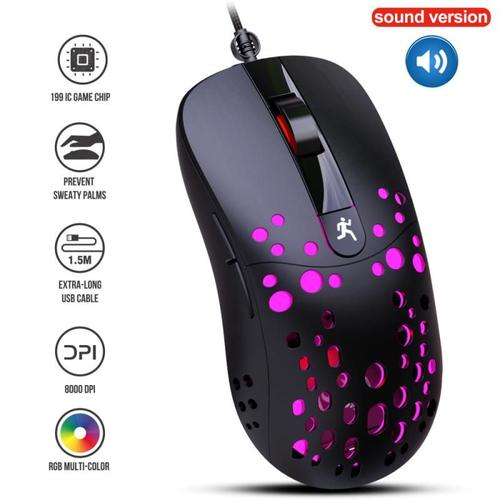 Souris de jeu ergonomique filaire, rétroéclairée, 6 touches programmables, LED, USB, 8000 DPI, pour ordinateur PC et portable