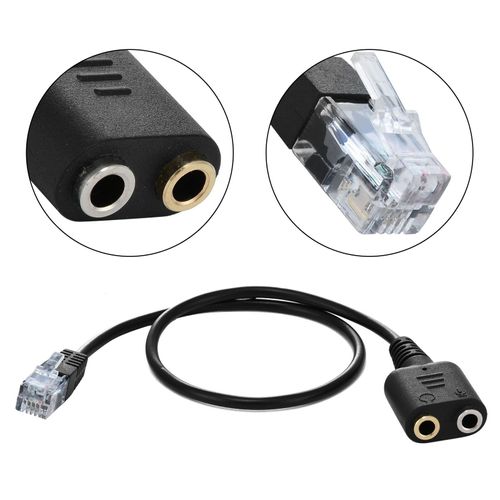 Adaptateur de câble Jack vers casque, modulaire RJ9, 30cm, pour téléphone PC, double adaptateur Jack 3.5mm, noir, nouvelle collection